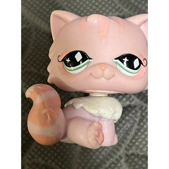 Littlest Pet Shop LPS Persian Cat 460 Kitten Figure Pink #460 Cake Topper  Stripe